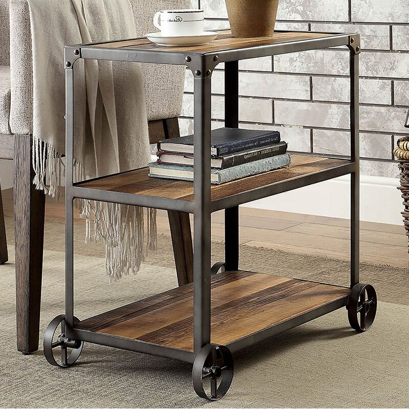 Williston Maureen Industrial End Table with Caster Wheels Wayfair